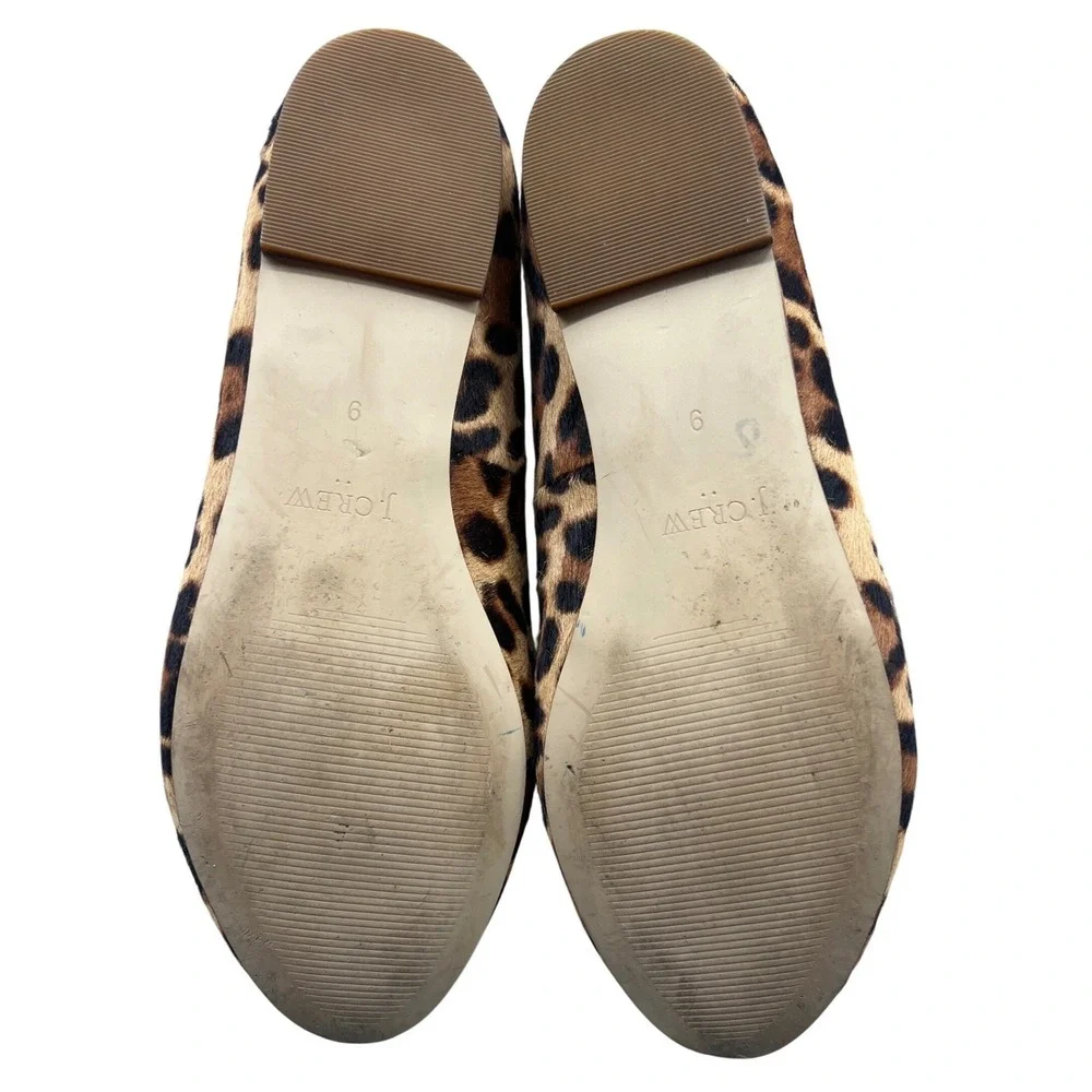 J.Crew Leopard Calf Hair Loafers Size 9 Slip On Flats Parisian Chic Old Money